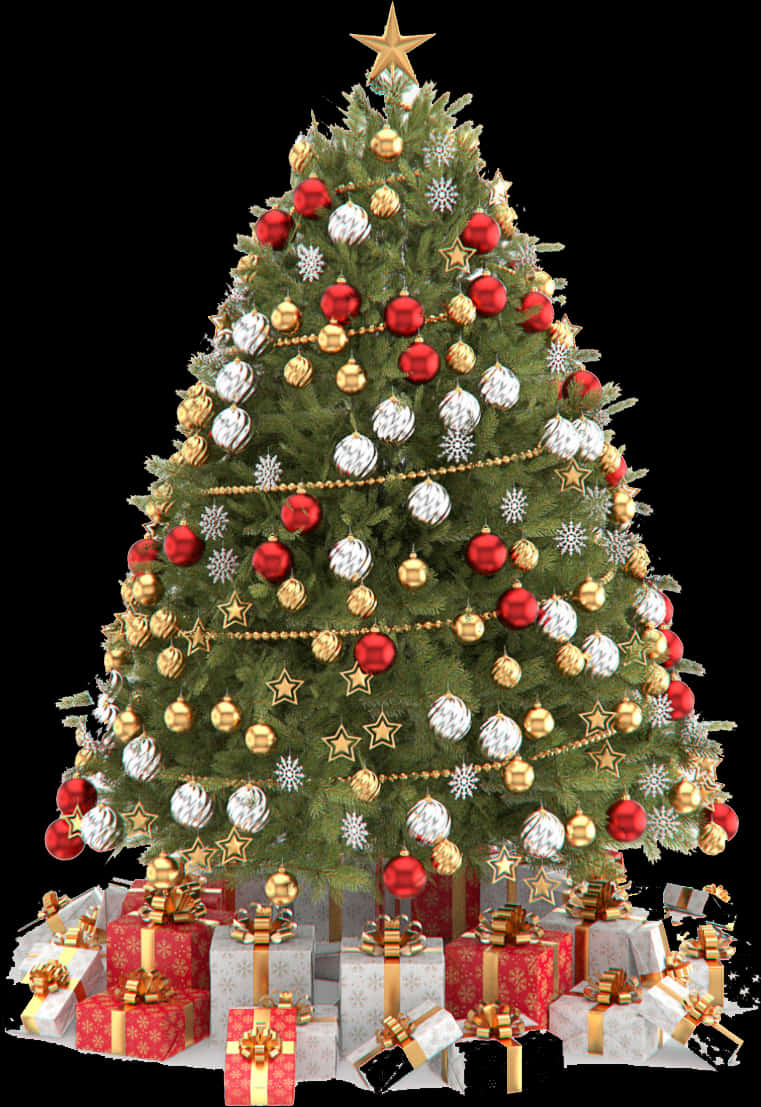 A Christmas Tree With Presents PNG
