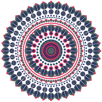 A Circular Design With Pink And Blue Dots PNG