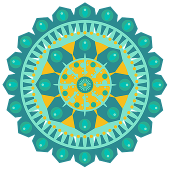 A Circular Design With Yellow And Blue Colors PNG