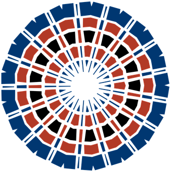 A Circular Pattern With Blue And Red Lines PNG