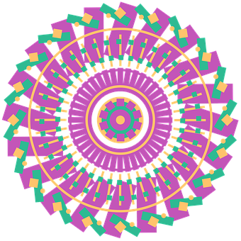 A Circular Pattern With Different Colored Shapes PNG
