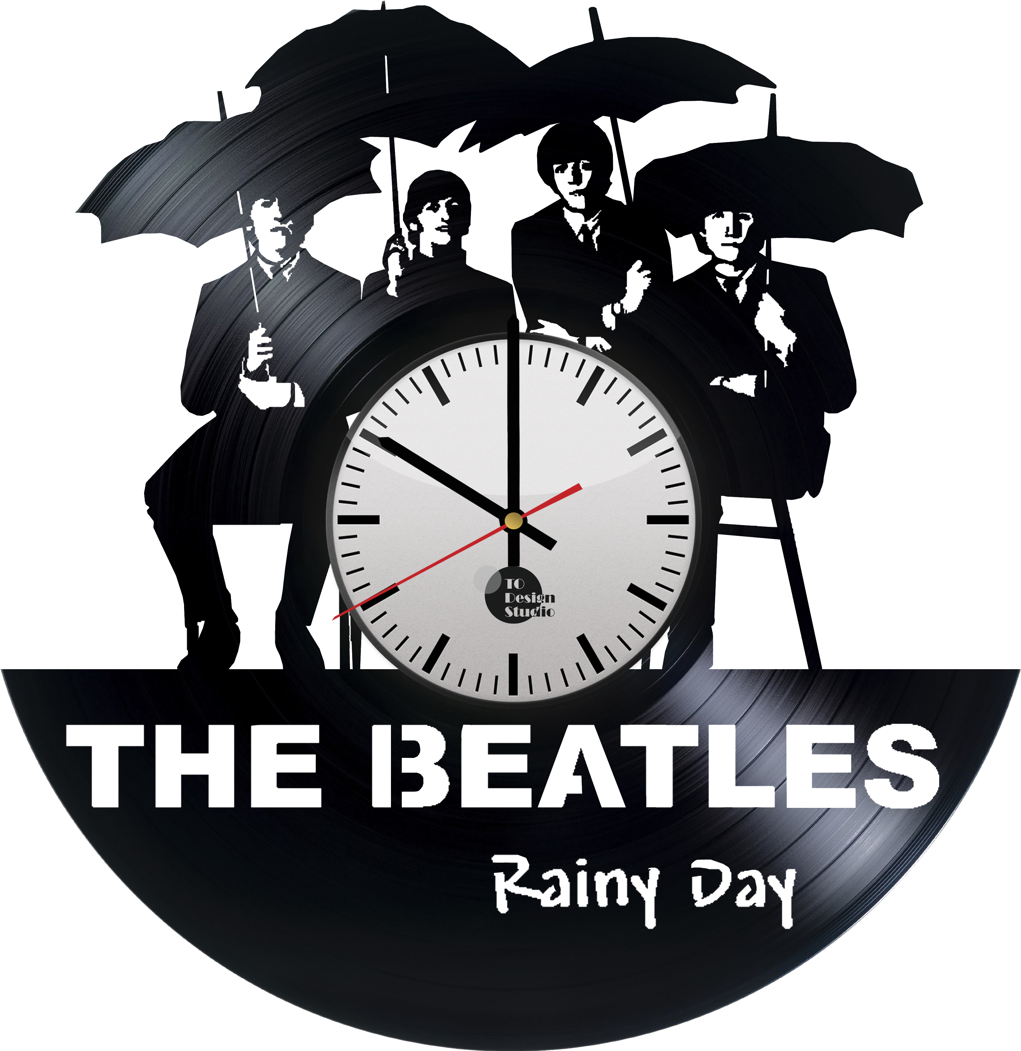 A Clock With A Vinyl Record PNG