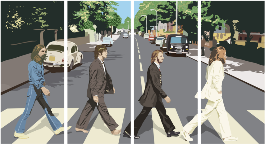 A Collage Of A Man Walking Across A Street PNG