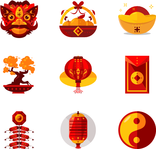 A Collection Of Icons Of Chinese New Year PNG