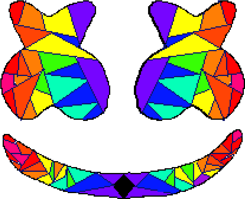 A Colorful Cat Face With A Black Background PNG