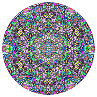 A Colorful Circular Pattern On A Black Background PNG