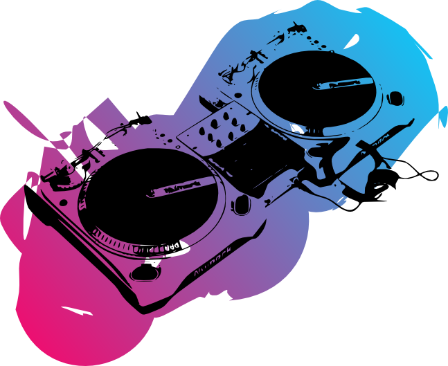 A Colorful Dj Mixer With A Black Background PNG
