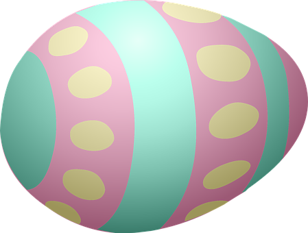 A Colorful Egg With Pink And Blue Stripes PNG