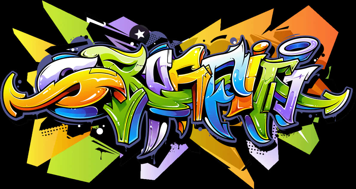 A Colorful Graffiti On A Black Background PNG