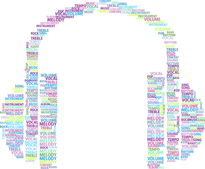 A Colorful Headphones With Text Overlay PNG