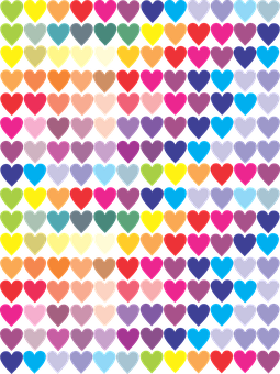 A Colorful Heart Pattern On A Black Background PNG