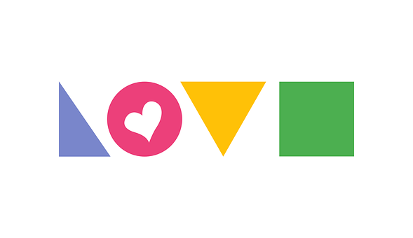 A Colorful Logo With A Heart And Squares PNG
