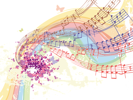 A Colorful Music Notes And Butterflies PNG
