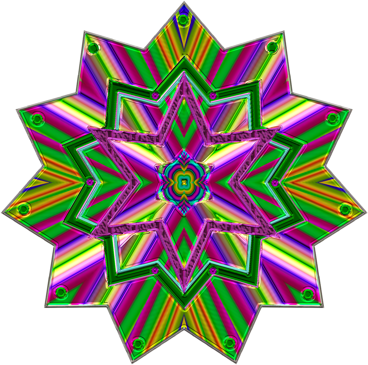 A Colorful Star Shaped Object PNG