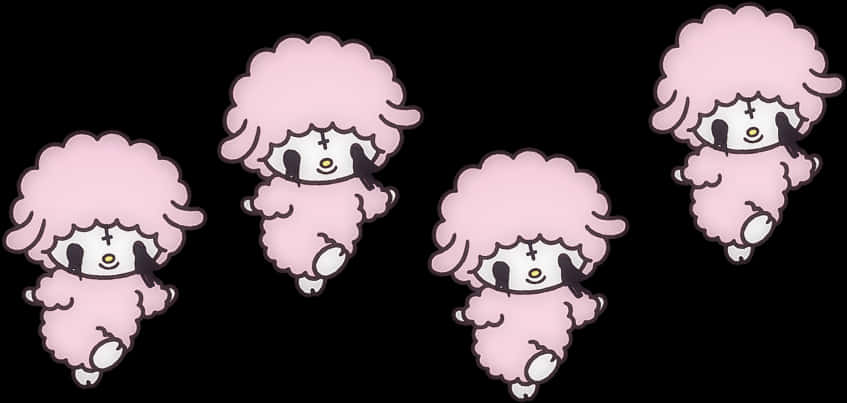 A Couple Of Pink Sheep With Black Eyes