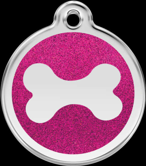 A Dog Tag With A White Bone In The Middle
