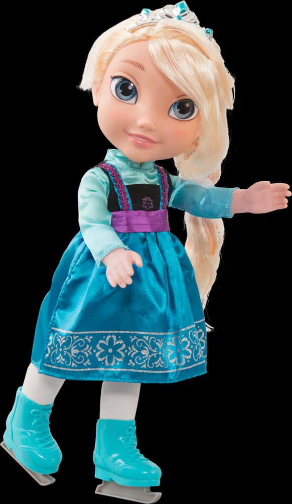 A Doll With Blonde Hair And Blue Dress