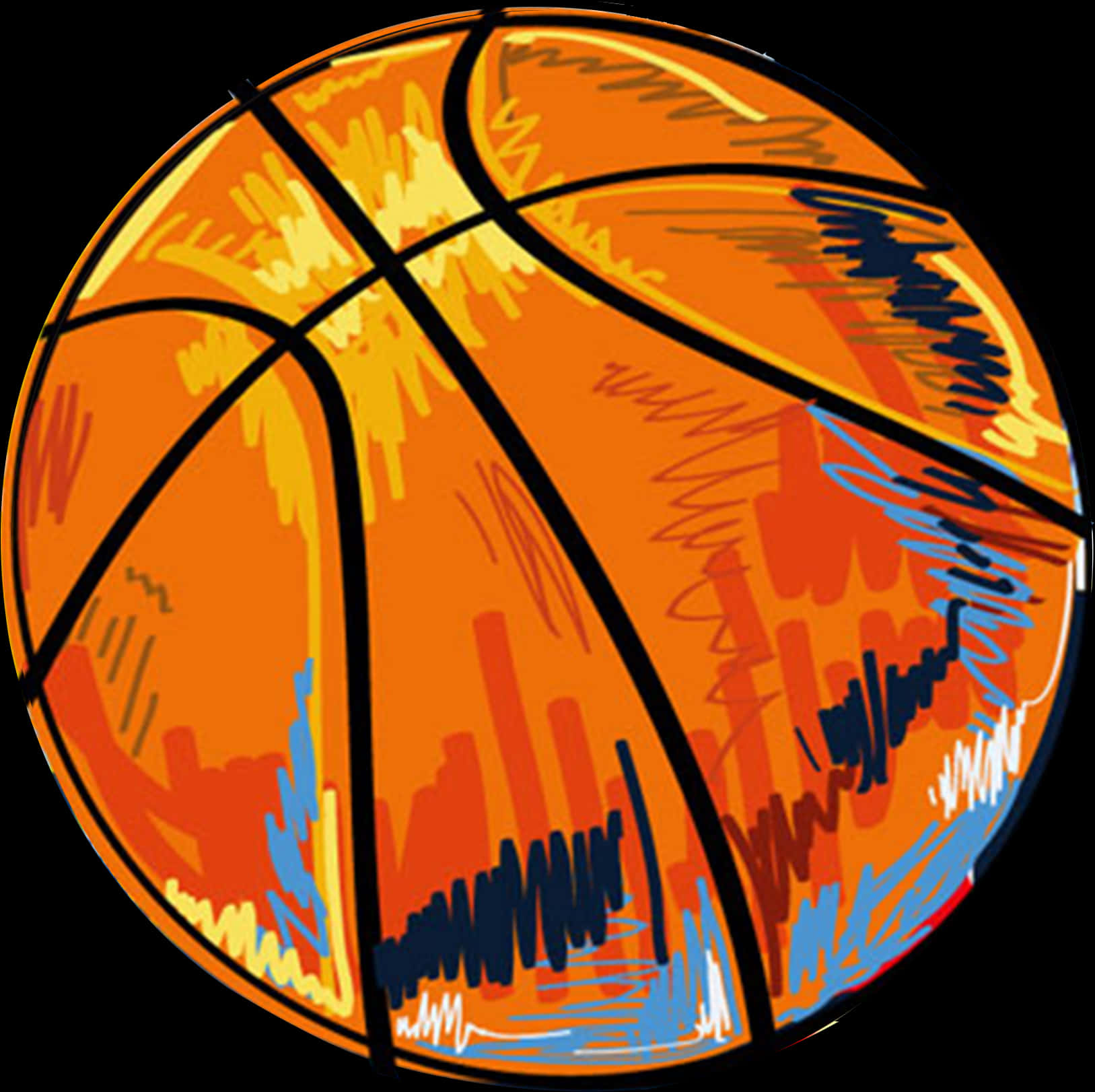 A Drawing Of A Basketball