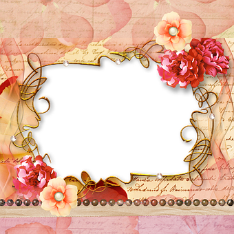 A Frame With Flowers And Pearls PNG