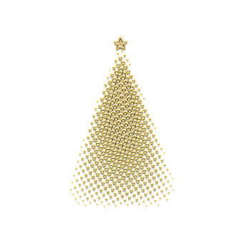 A Gold Christmas Tree With A Star PNG