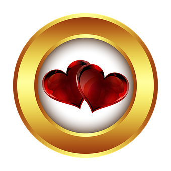 A Gold Circle With Two Hearts PNG