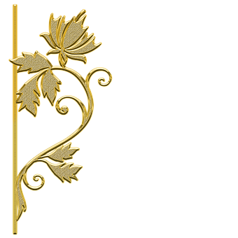 A Gold Flower On A Black Background PNG