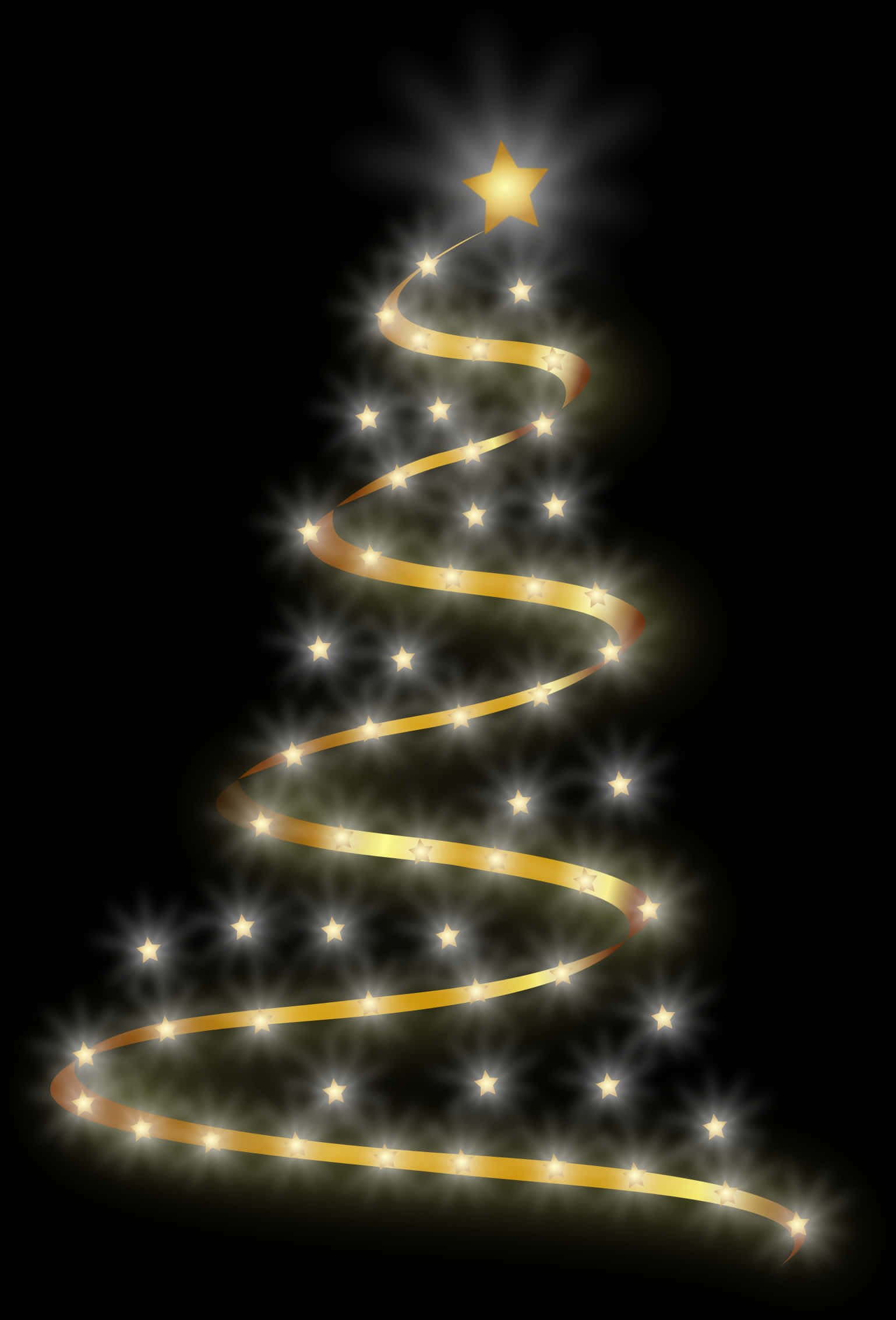 A Gold Spiral Christmas Tree PNG