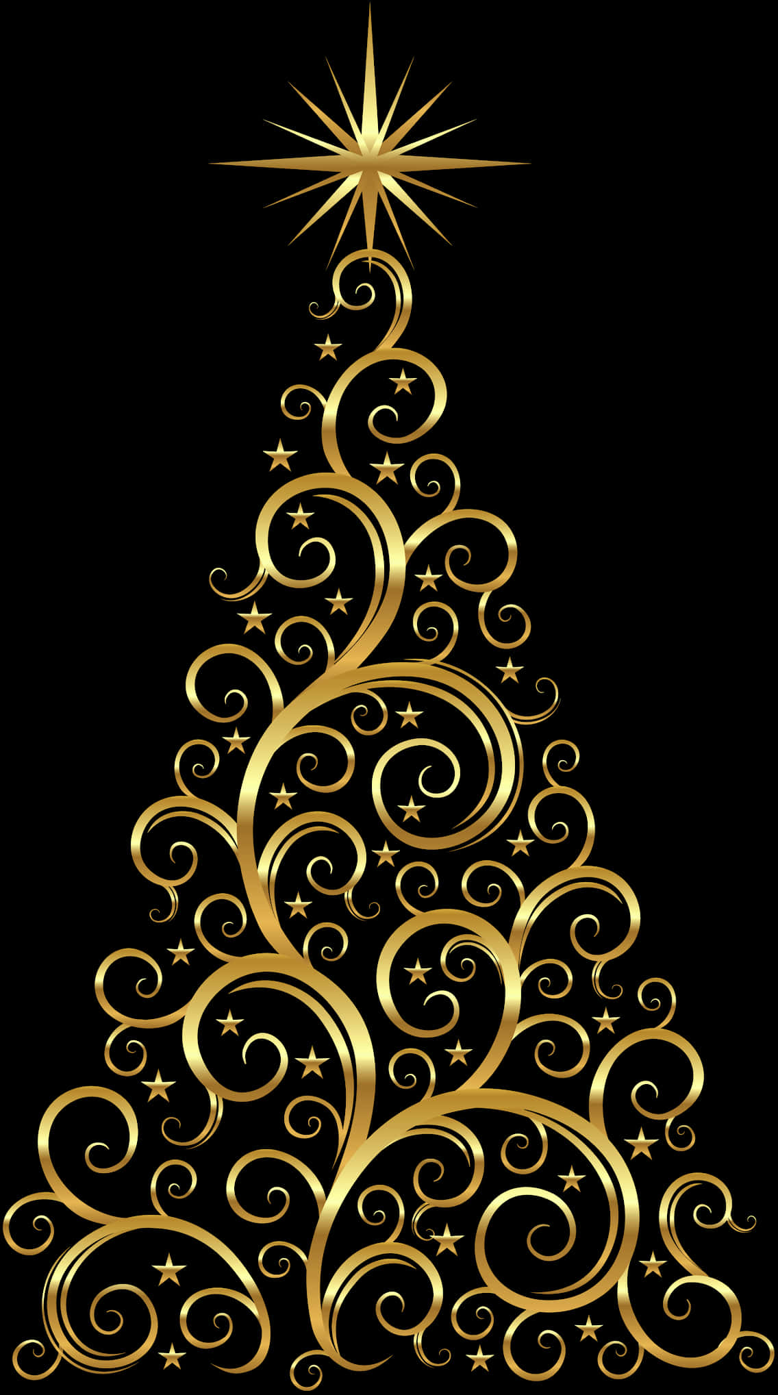 A Gold Swirly Christmas Tree PNG