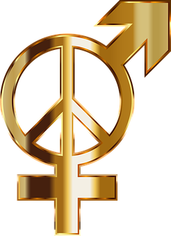 A Gold Symbol With A Male Gender Symbol