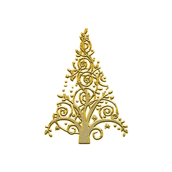 A Gold Tree With Swirls And Vines PNG