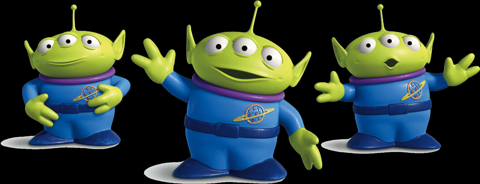 A Green Alien With Blue Body And Purple Collar PNG