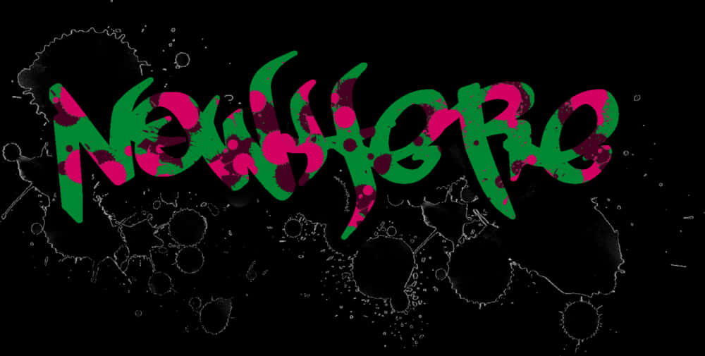 A Green And Pink Graffiti On A Black Background PNG