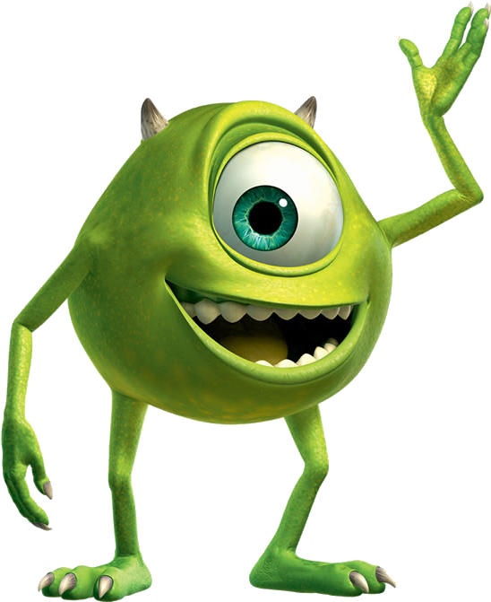 A Green Cartoon Character With Horns And One Eye PNG