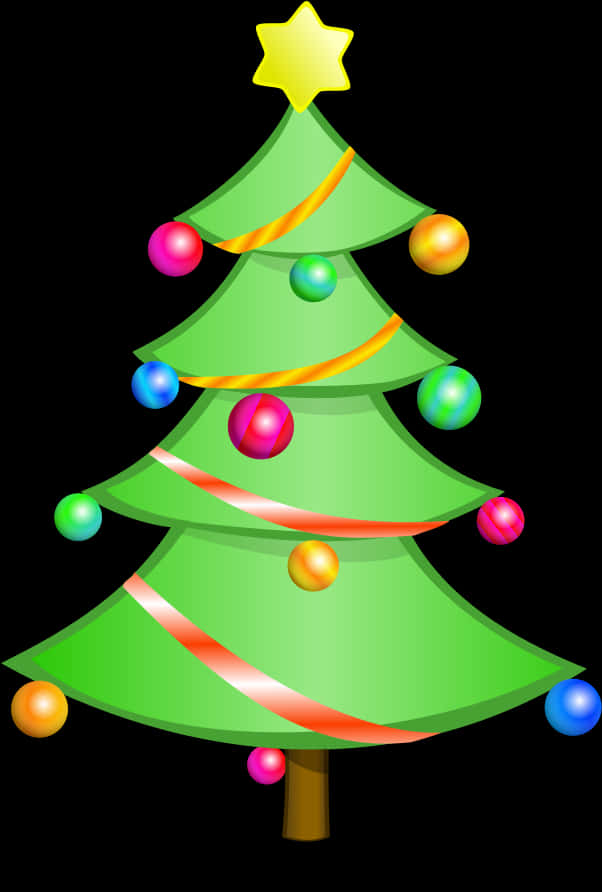 A Green Christmas Tree With Colorful Balls PNG