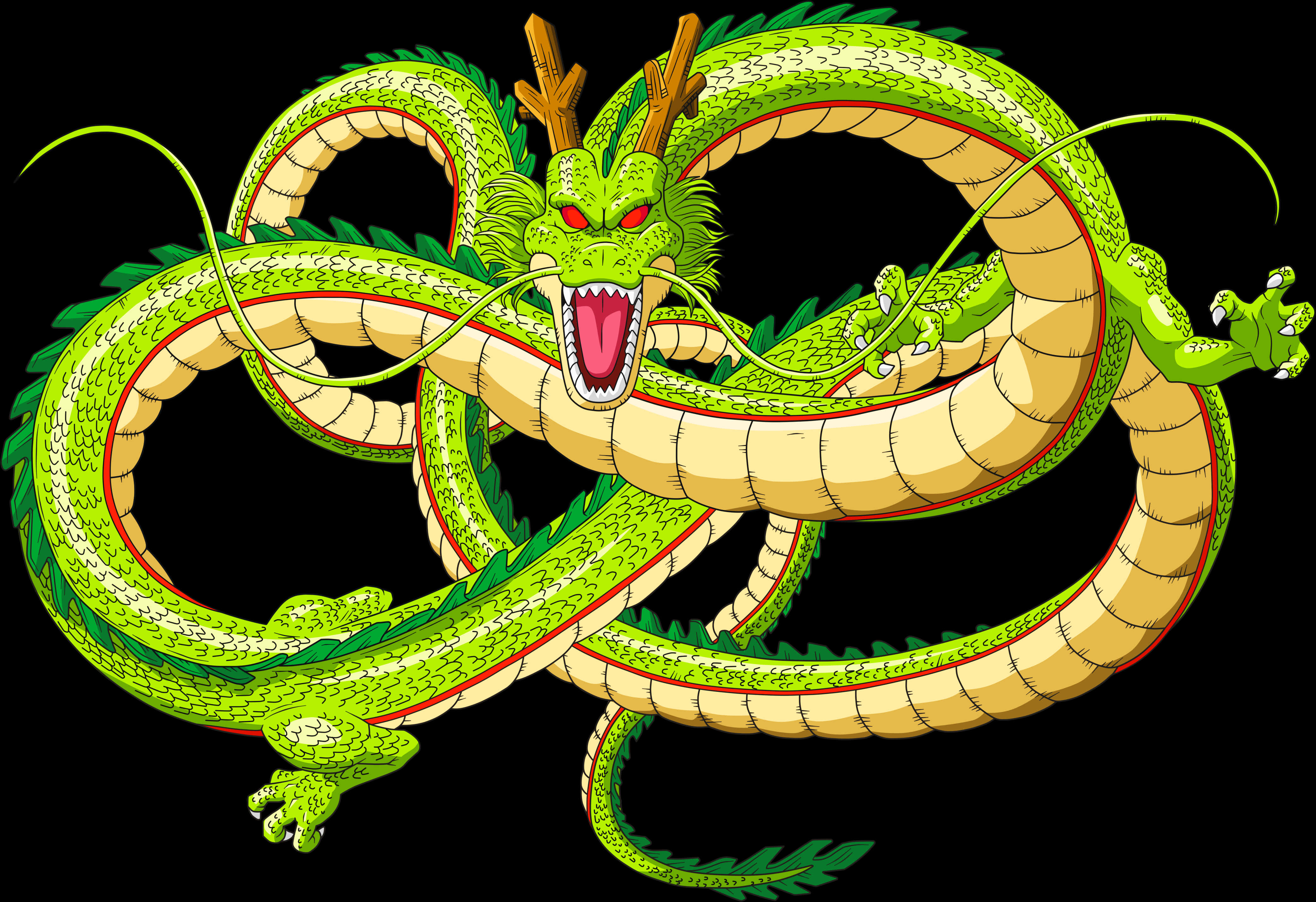 A Green Dragon With A Black Background PNG