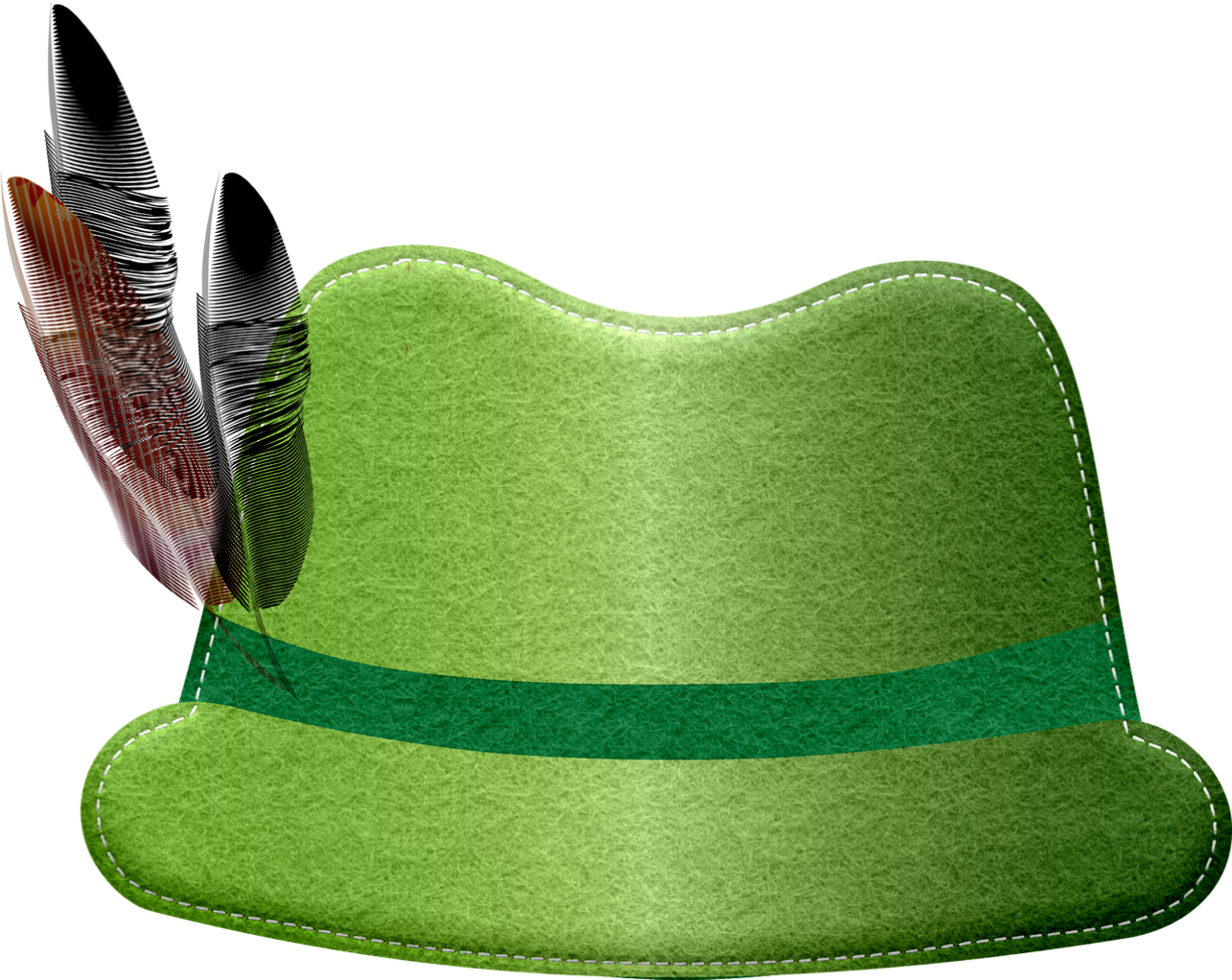 A Green Hat With A Feather PNG