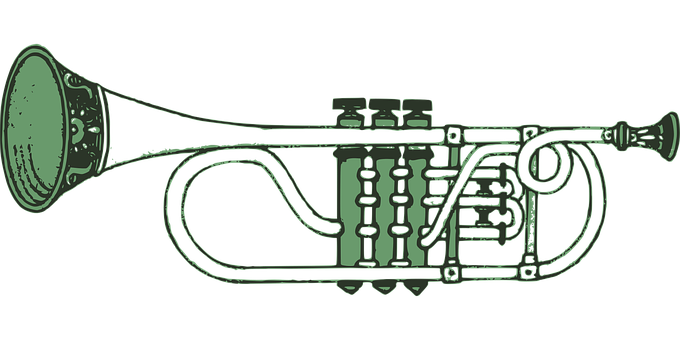 A Green Outline Of A Trumpet