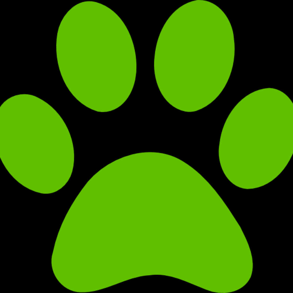 A Green Paw Print On A Black Background PNG