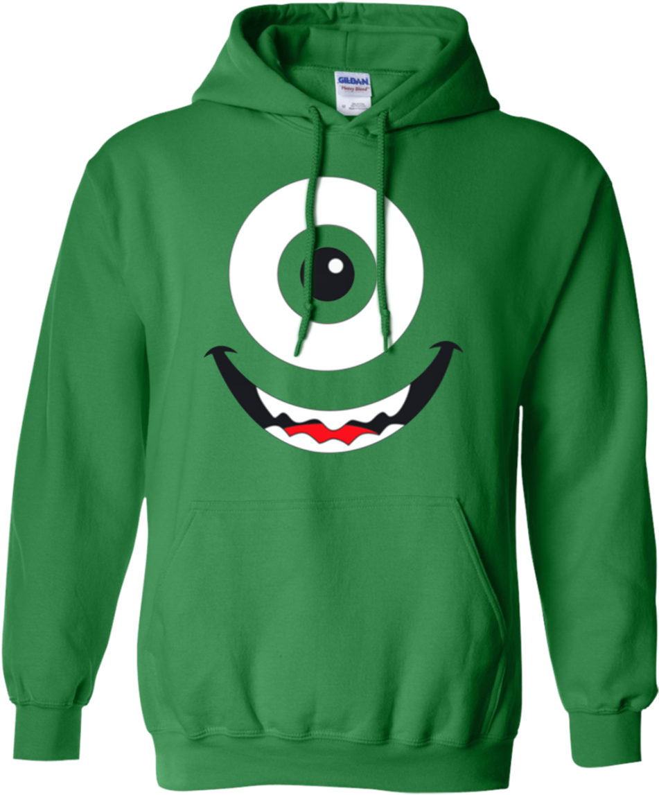 A Green Sweatshirt With A Cartoon Face PNG