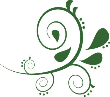 A Green Swirly Design On A Black Background PNG