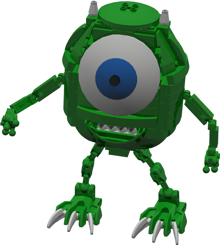A Green Toy Robot With Large Eye And Claws PNG