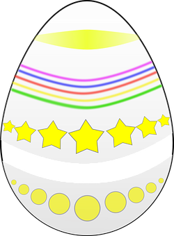 A Grey Egg With Yellow Stars And Yellow Stripes PNG