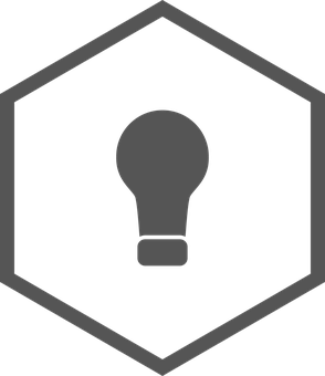 A Grey Light Bulb In A Hexagon PNG