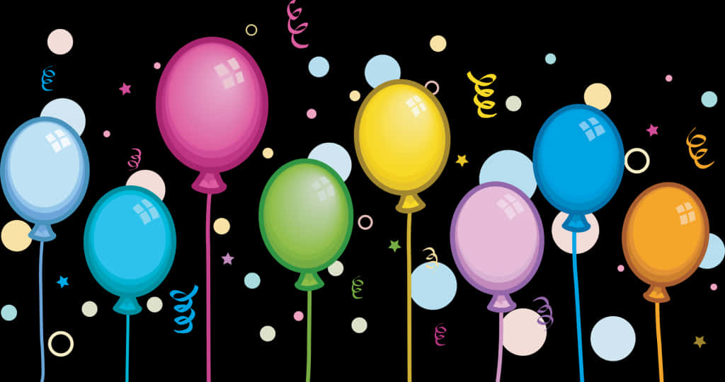 A Group Of Balloons On Sticks PNG