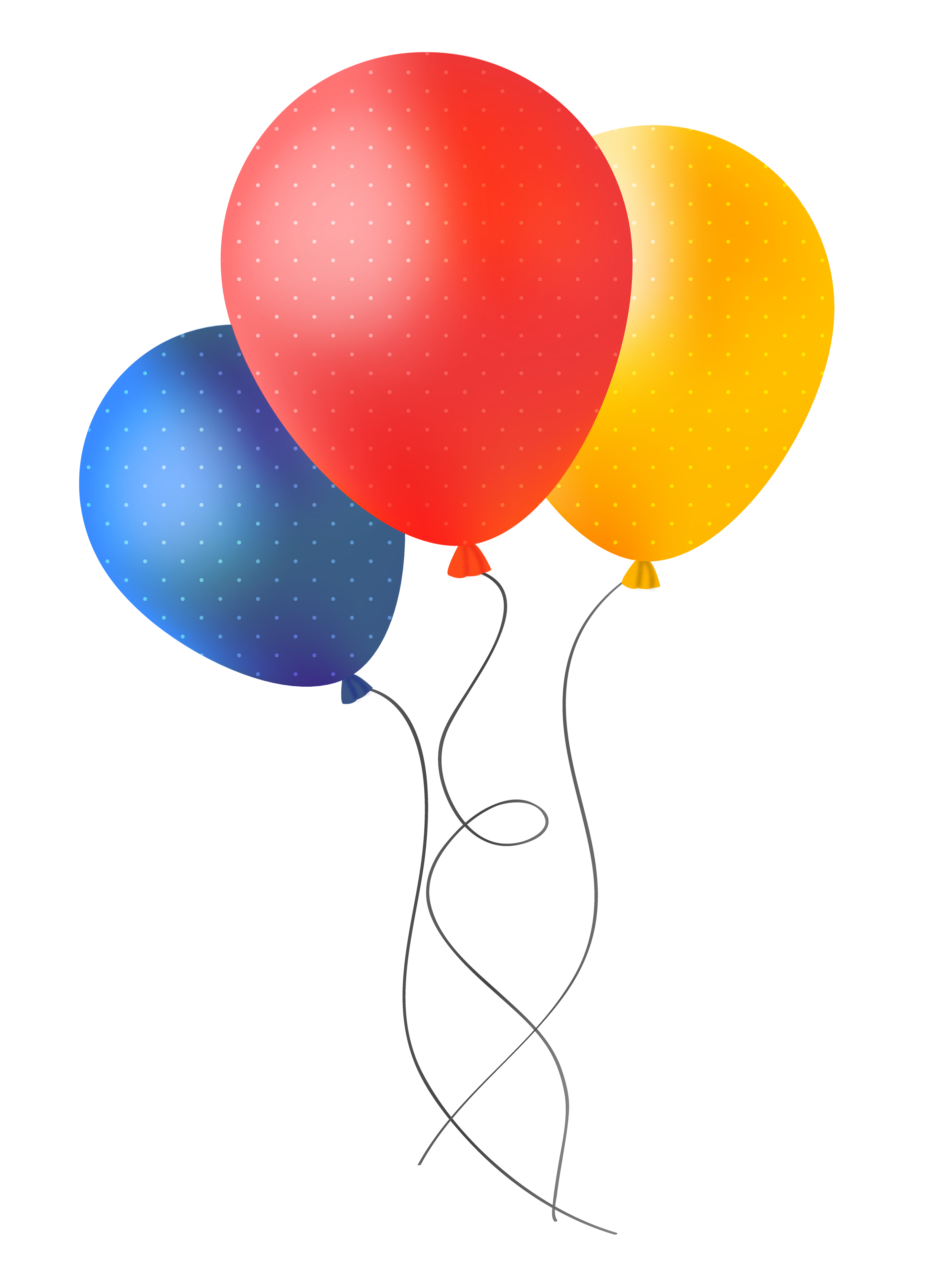 A Group Of Balloons On Strings PNG