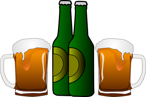 A Group Of Beer Bottles PNG