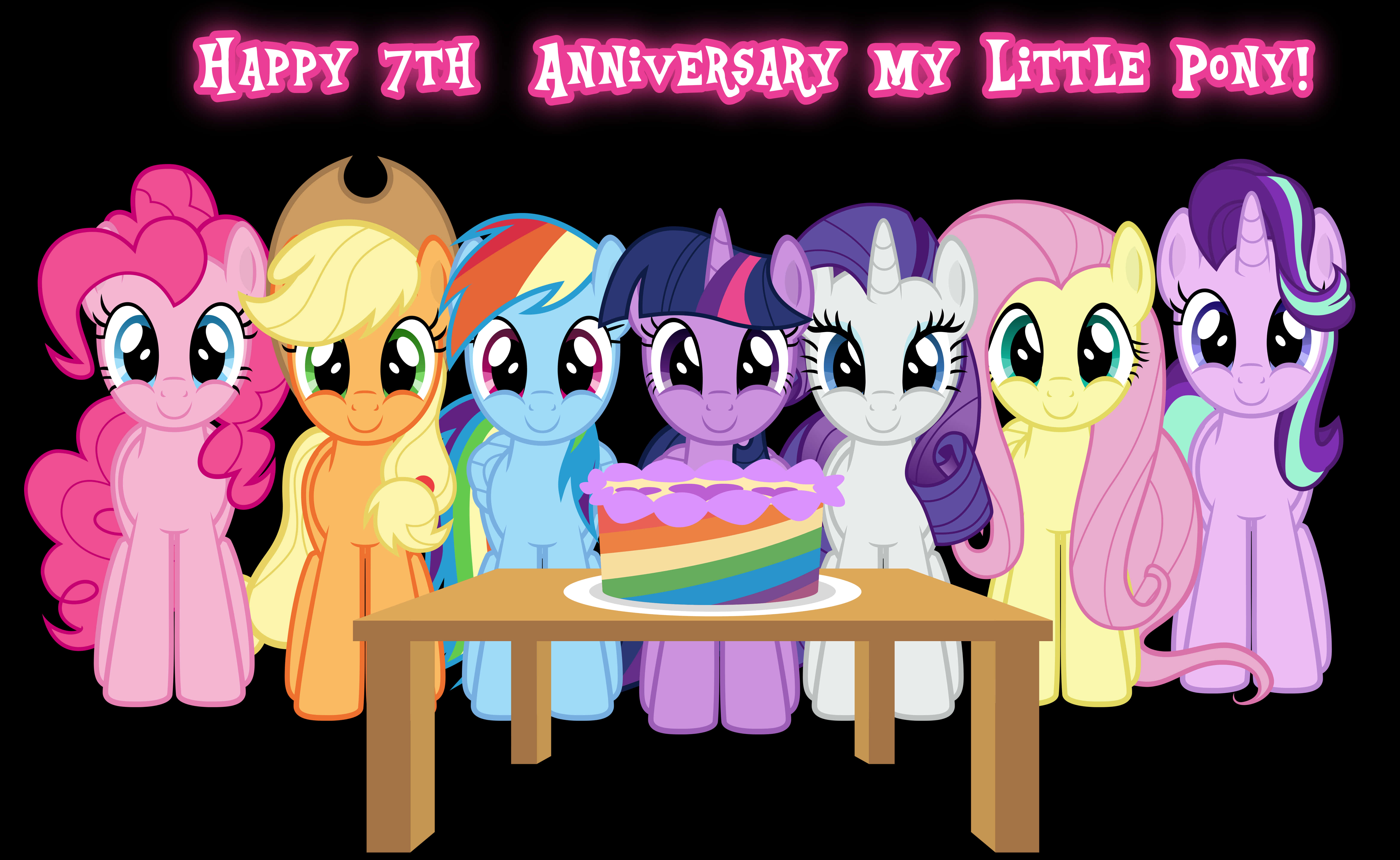 A Group Of Cartoon Characters Around A Table With A Cake PNG