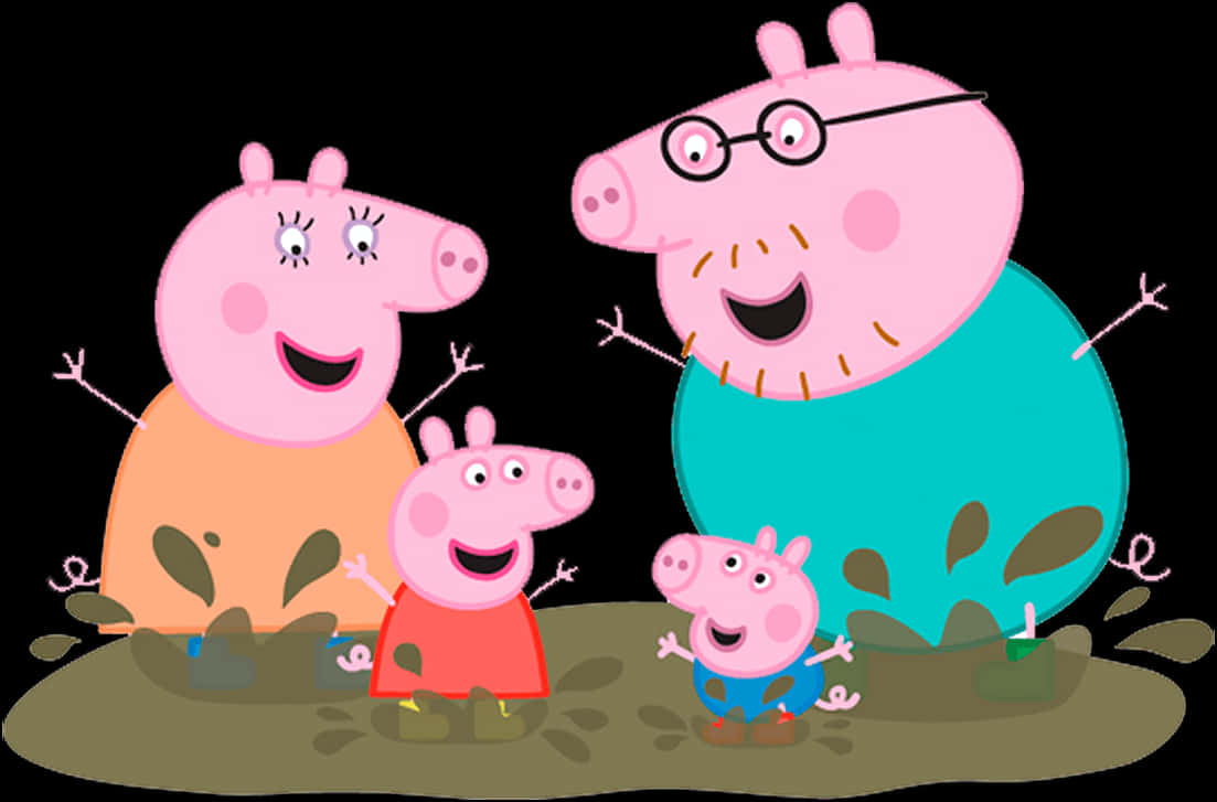A Group Of Cartoon Pigs PNG