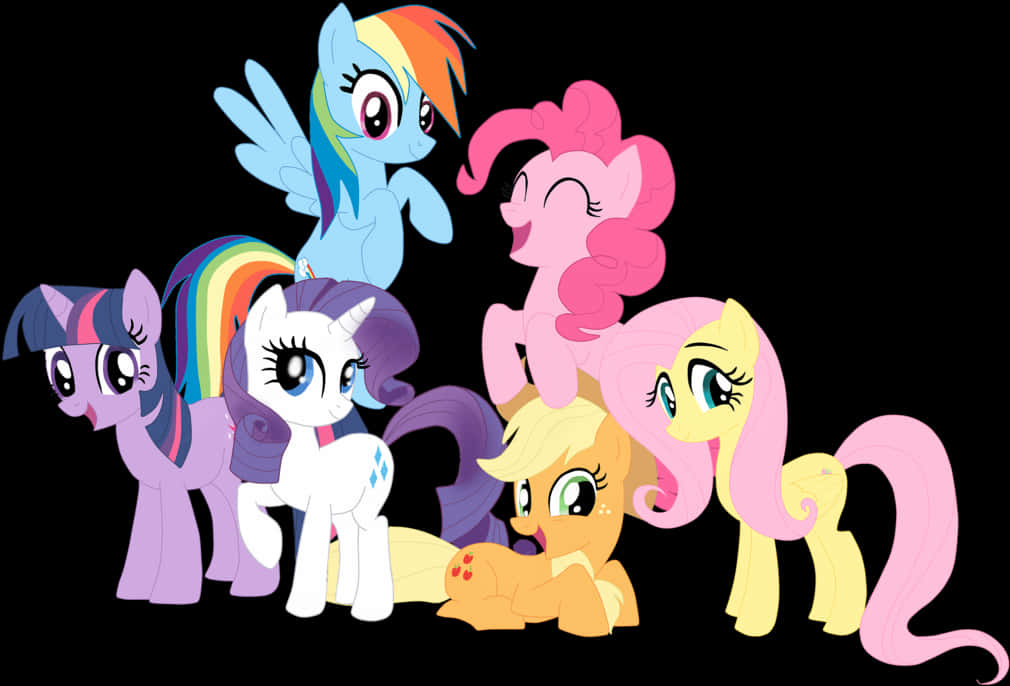 A Group Of Cartoon Pony PNG