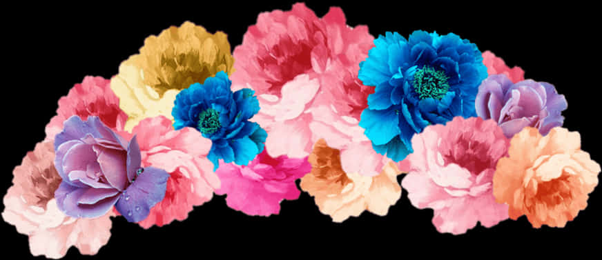 A Group Of Colorful Flowers PNG